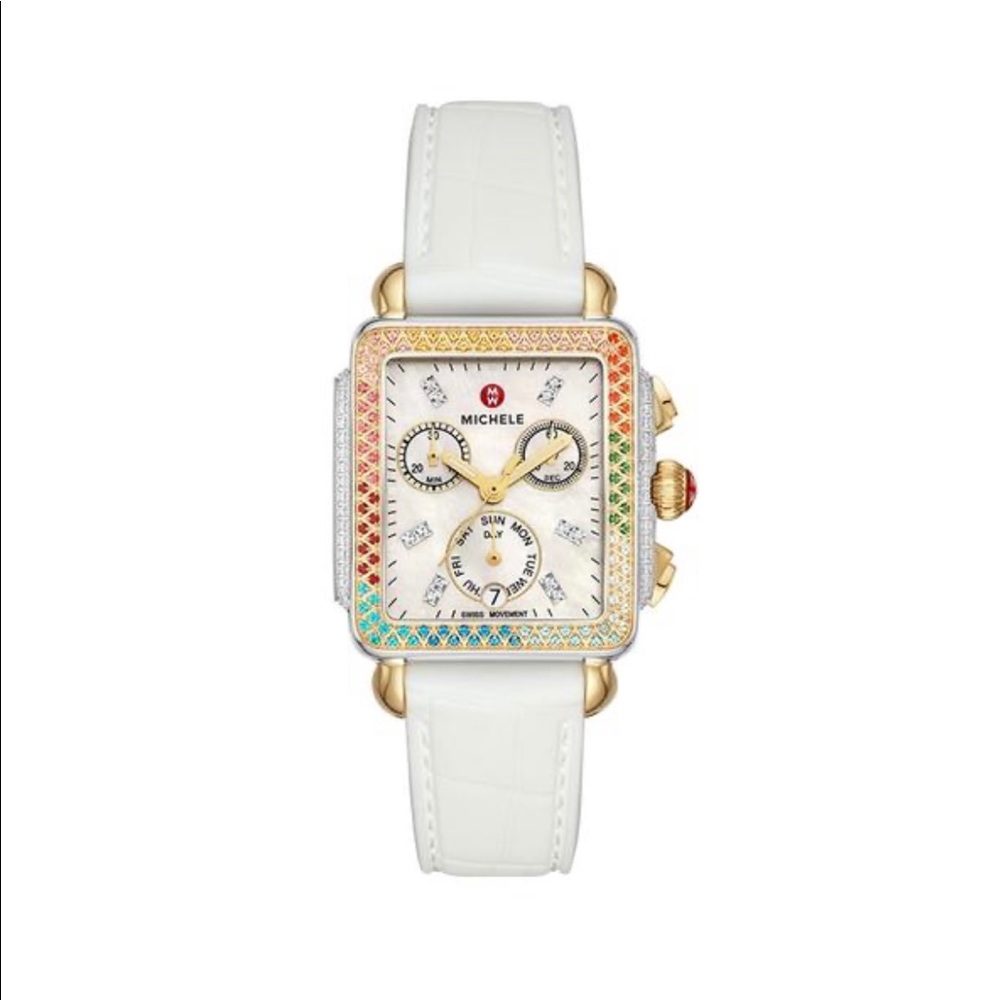 Michele Deco Rainbow Carousel Two Tone Watch!